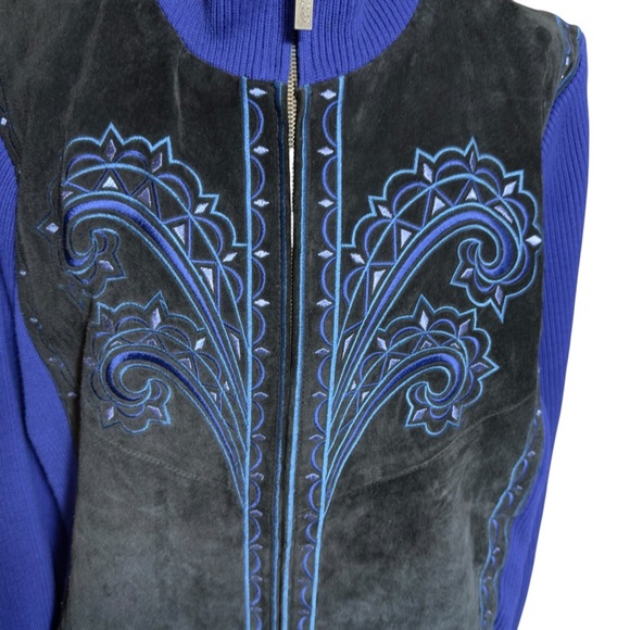 Bob Mackie Vintage Wearable Artsy Embroidered Suede Western Festival Jacket - Picture 8 of 9